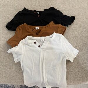 Black, Brown, and White Button T-Shirts 4T